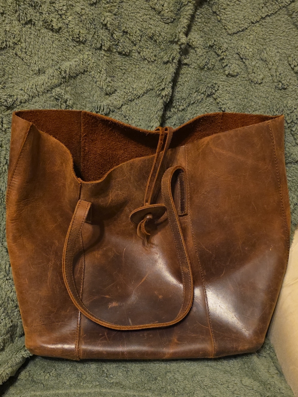 Classic Brown Leather Tote Bag - Women's Carryall